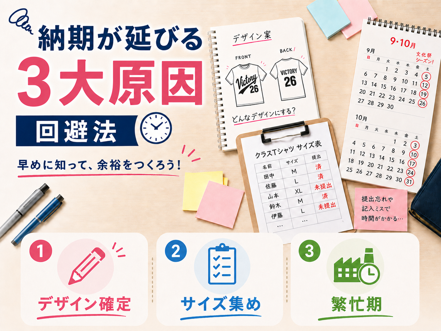 納期が延びる3大原因と回避法の図解