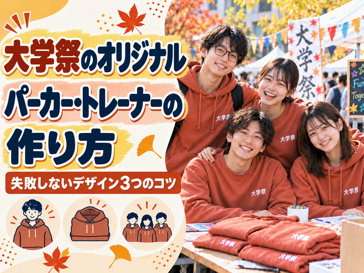 大学祭のオリジナルパーカー・トレーナーの作り方【失敗しないデザイン３つのコツ】の図
