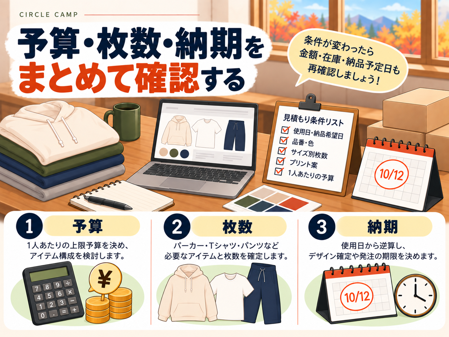 チームパーカー制作の予算・枚数・納期をまとめて確認する方法