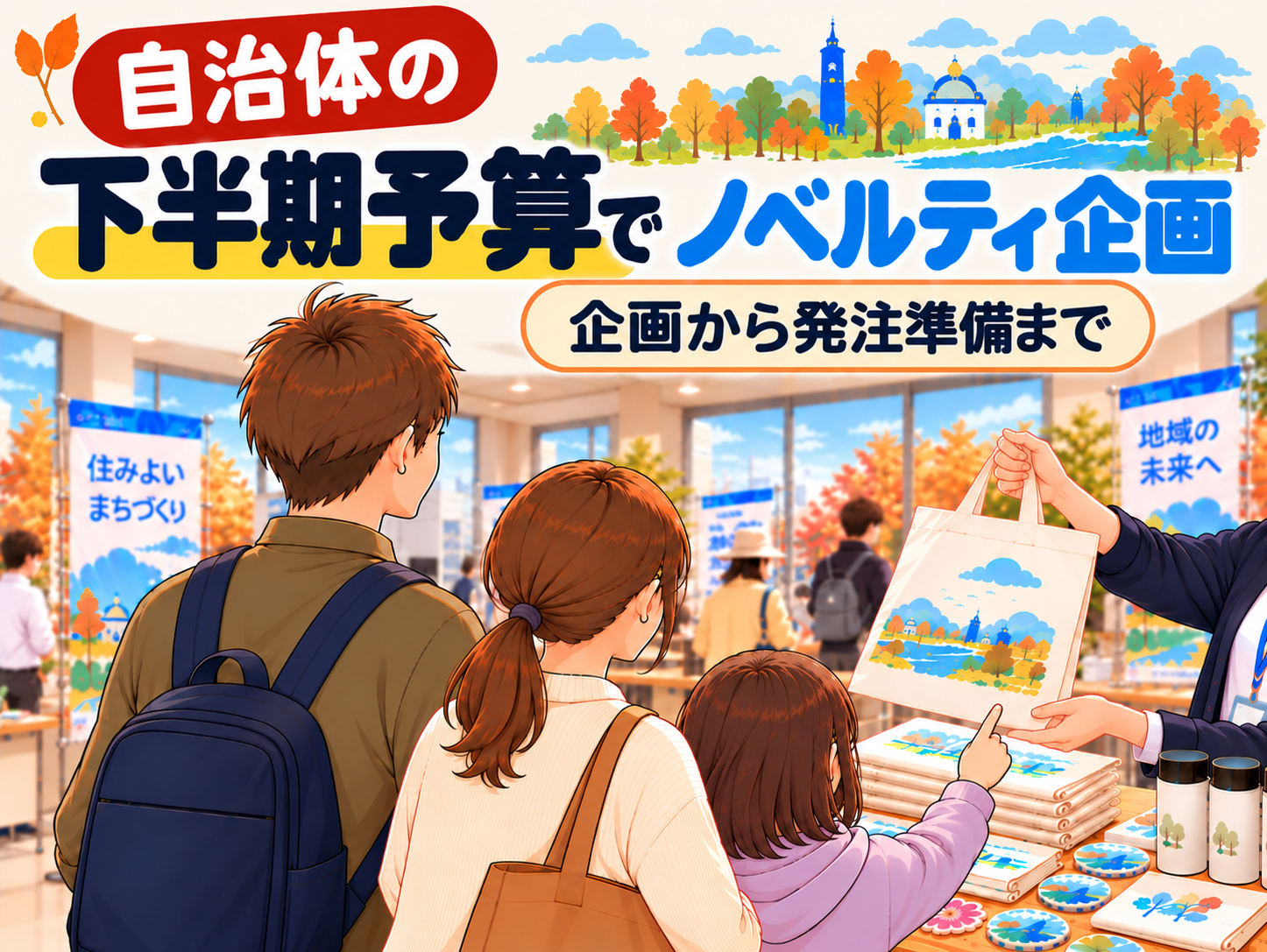 自治体の下半期予算でノベルティ企画を進める方法を解説したアイキャッチ画像